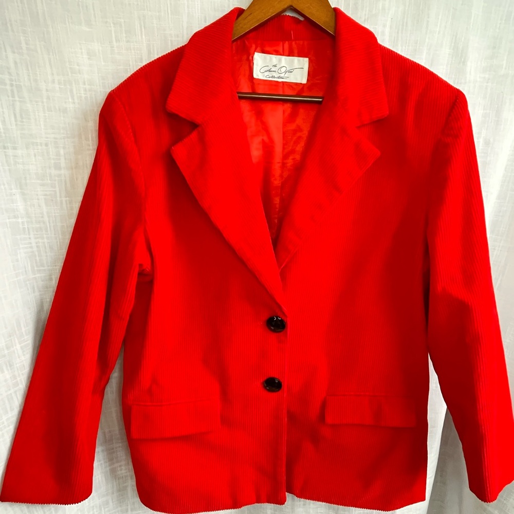 VTG Catherine Ogust Collection women’s Mod bright red wide wale corduroy blazer